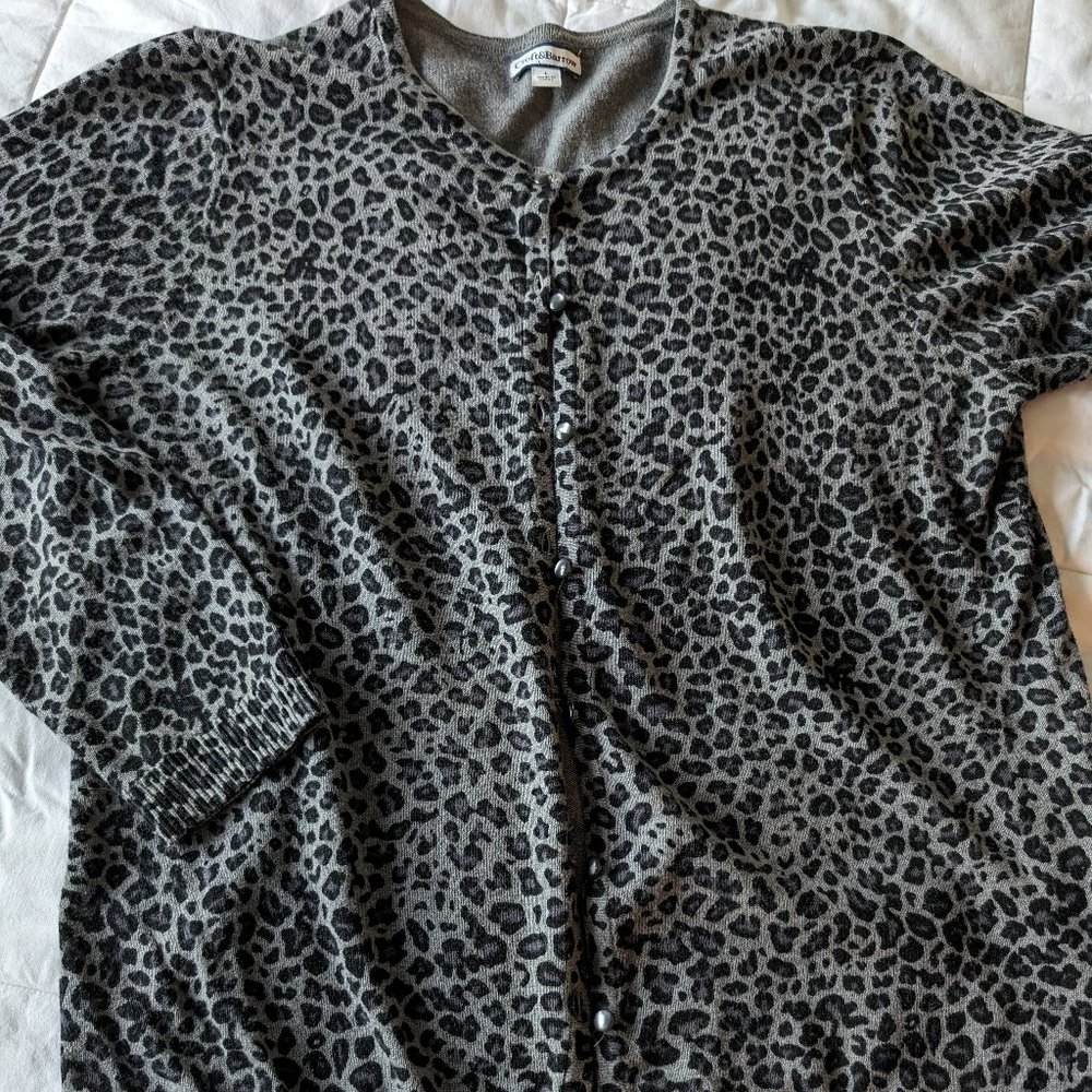 Grey Leopard Pring Cardigan - Size L